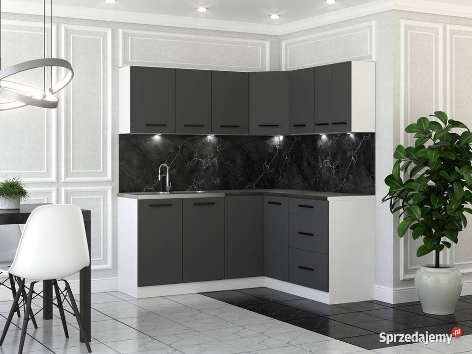 Kuchnia Danka 32m Narożna Nowoczesna Duża Biały 145cm Dom i Ogród Elbląg