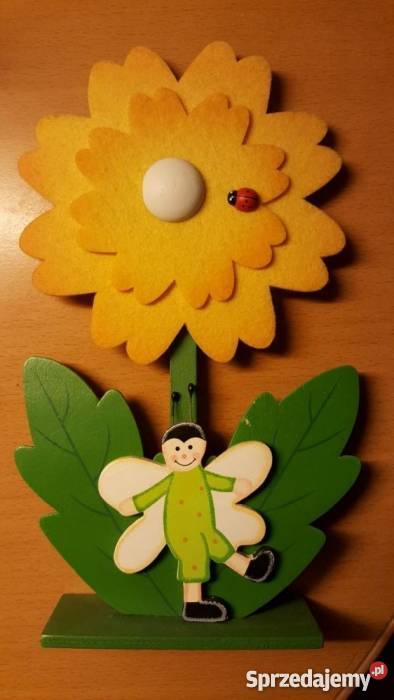 DEKORACJA drewniana kwiatek stojący ozdoba Złotniki