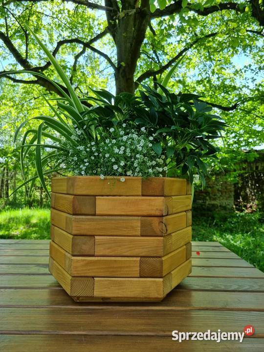 Donica drewniana sosnowa SZEŚCIOKĄTNA Donice śląskie Kalety