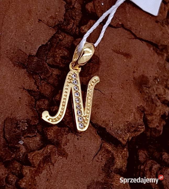 Wisiorek Złoty pr333 Literka N Z572 wielkopolskie Poznań