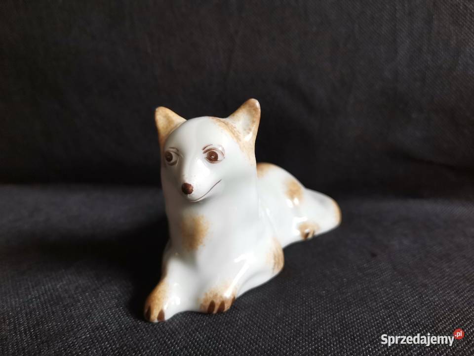 Stara figurka Pies Shiba Inu porcelana Połonne Katowice