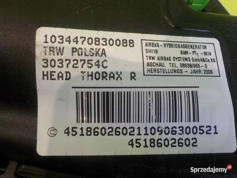 SMART FORTWO II 451 09r 2D AIRBAG poduszka Poduszki powietrzne Suków sprzedam