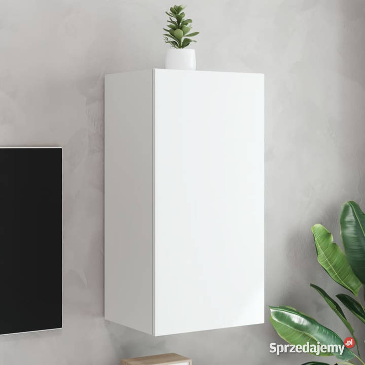 Ścienna szafka TV z LED biała 405x35x80 WM837260 Warszawa sprzedam