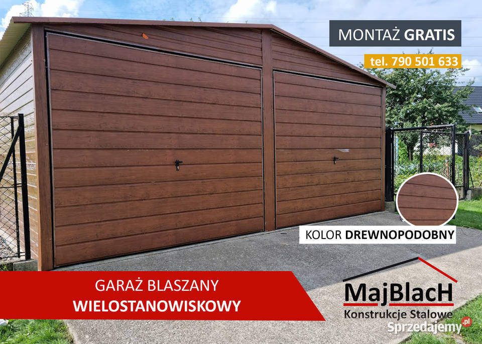 Garaż Blaszany Drewnopodobny Dwuspadowy Garaże blacha Włocławek