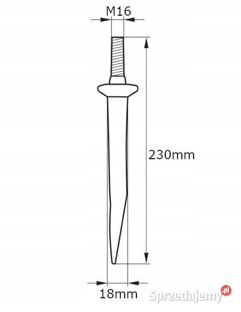 Ząb brony polowej prosty M16 18 x 230 mm Do maszyn uprawowych małopolskie Kamionna