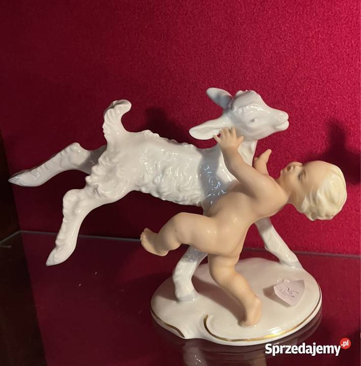 figurka Schaubachchłopiec z kózką Porcelana i szkło