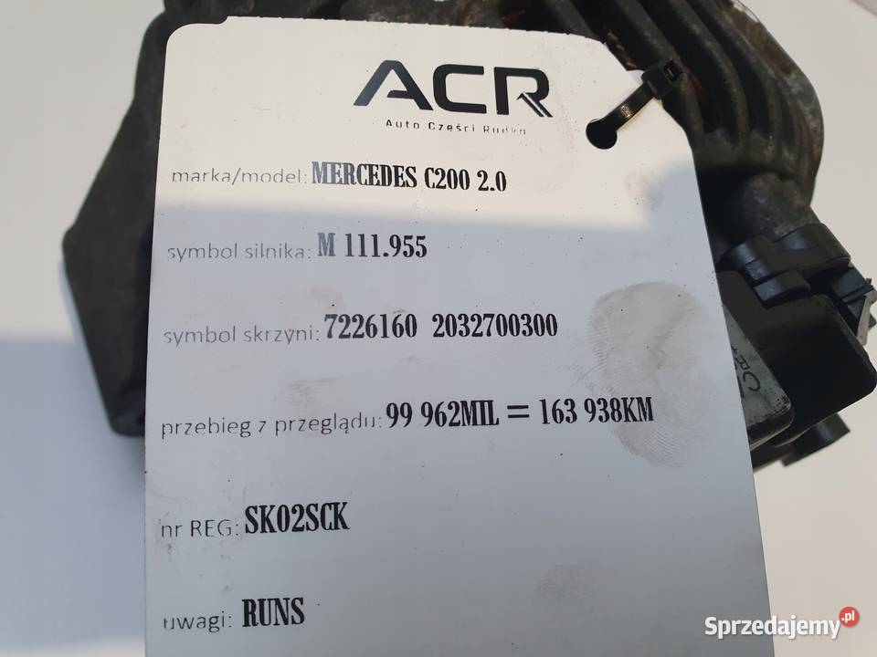 ALTERNATOR Mercedes W203 20 K kompresor BOSCH osobowe Układ elektryczny silnika