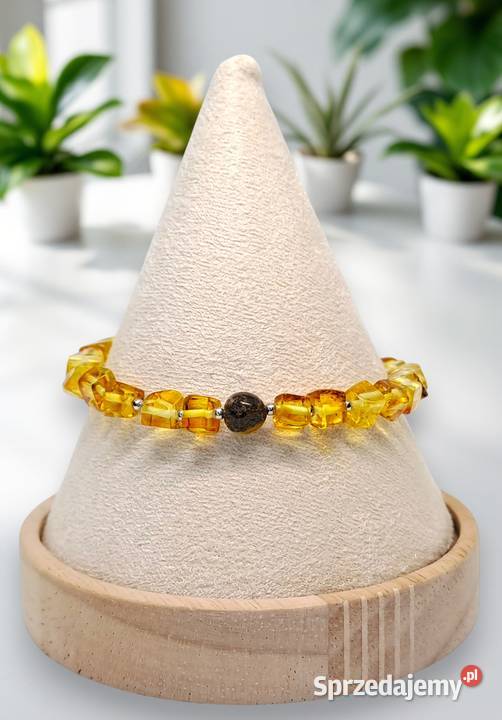Komplet korale i bransoletka z bursztynu kostka Warszawa