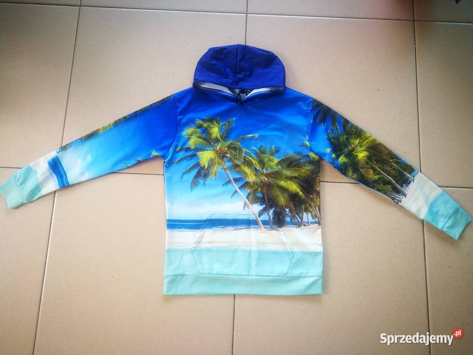 bluza z kapturem 3d trójwymiarowa nadruk plaża Warszawa