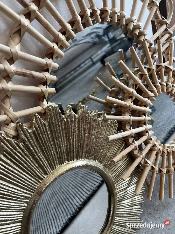 Lustro wiklinowe zestaw boho słońce okrągłe Warszawa