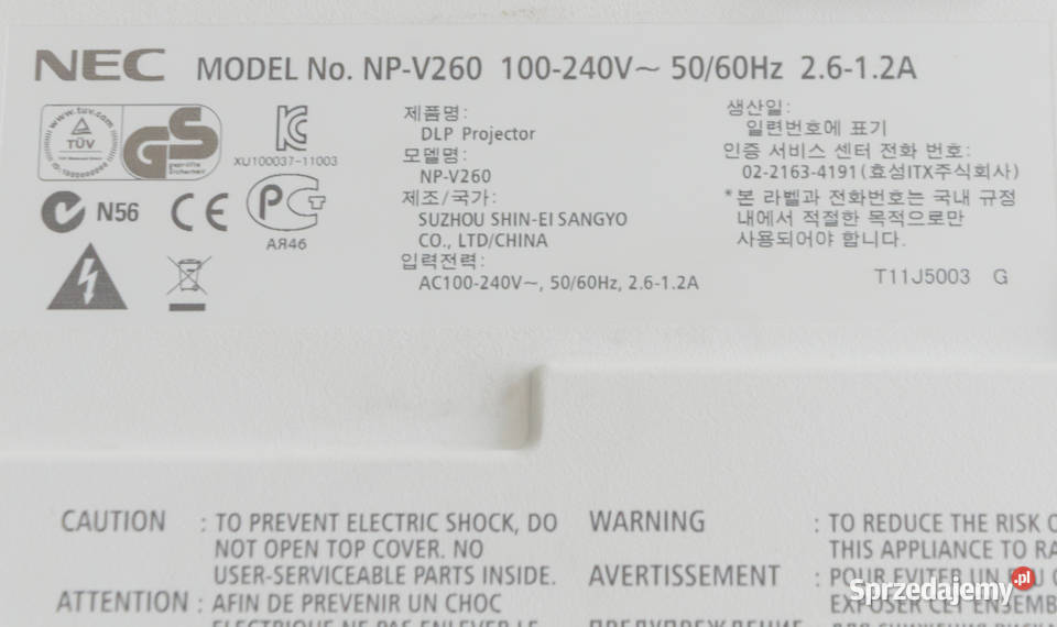 Projektor NEC NPV260G DLP SVGA Częstochowa sprzedam