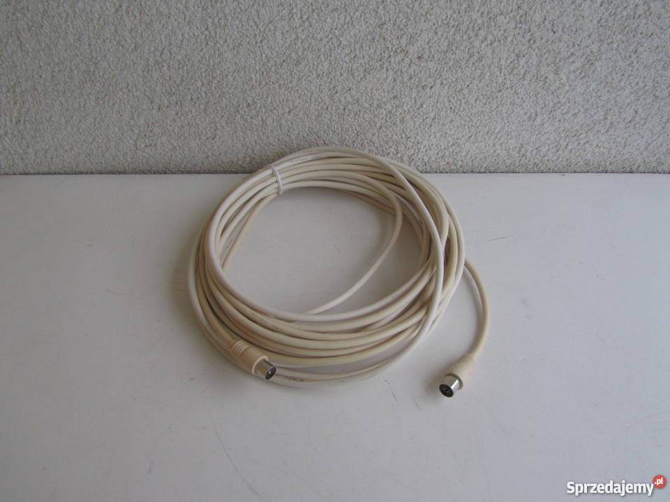 Kabel przewód biały antenowy 10m TV MęskiŻeński Olecko