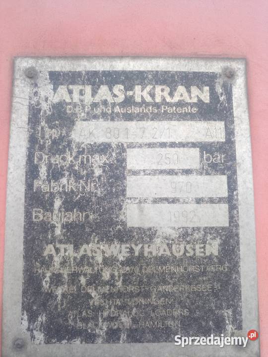hds dźwig żuraw atlas 801 lubelskie Biłgoraj