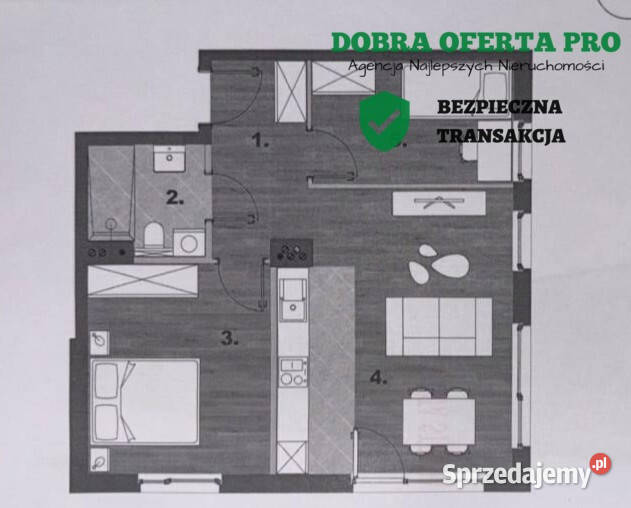 3 pokoje z dużym ogródkiem Gdańsk Jasień 57m2 Sprzedaż pomorskie