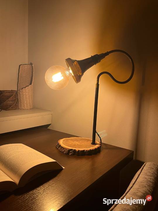 Industrialna lampka loft z plastra akacji i Dom i Ogród Kraków