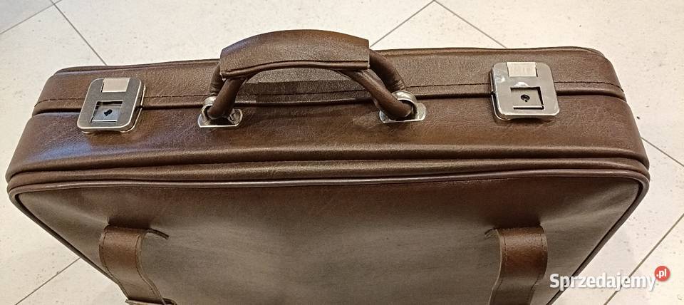 Ładna skórzana torba podróżna vintage PRL Warszawa