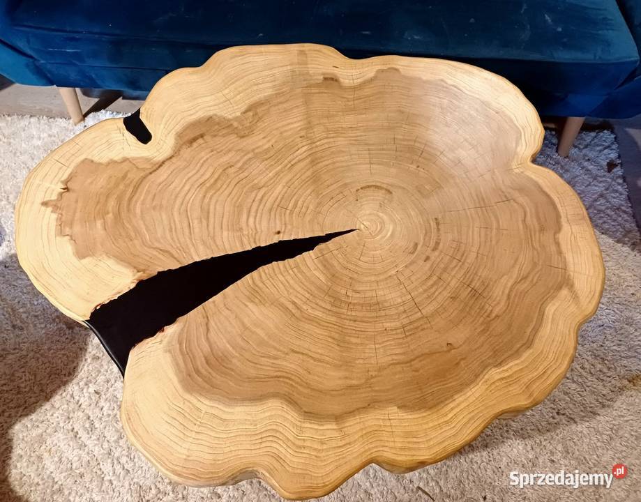 Stolik kawowy 97x78 PIĘKNY LIVE EDGE plaster Śrem