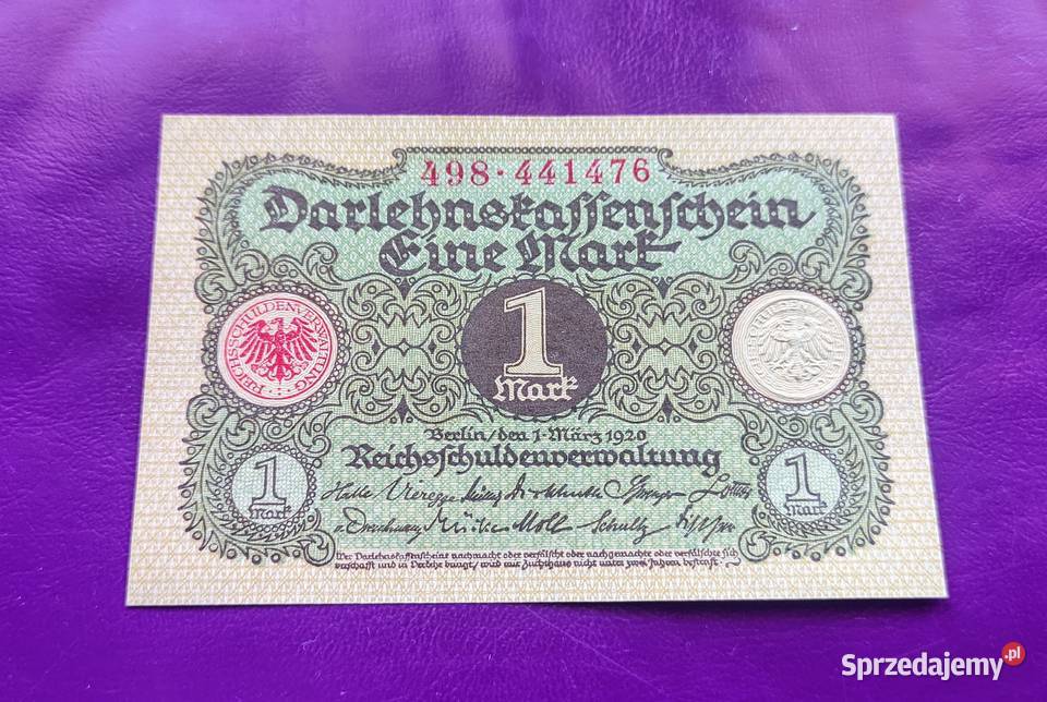 Banknot Niemcy 1 Marka 1920 Poszukiwany Rzadki Numizmatyka Pruszków