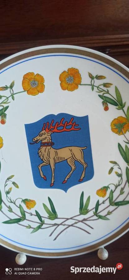 Talerz z herbami miast szwedzkich Gefle Sweden Gdańsk