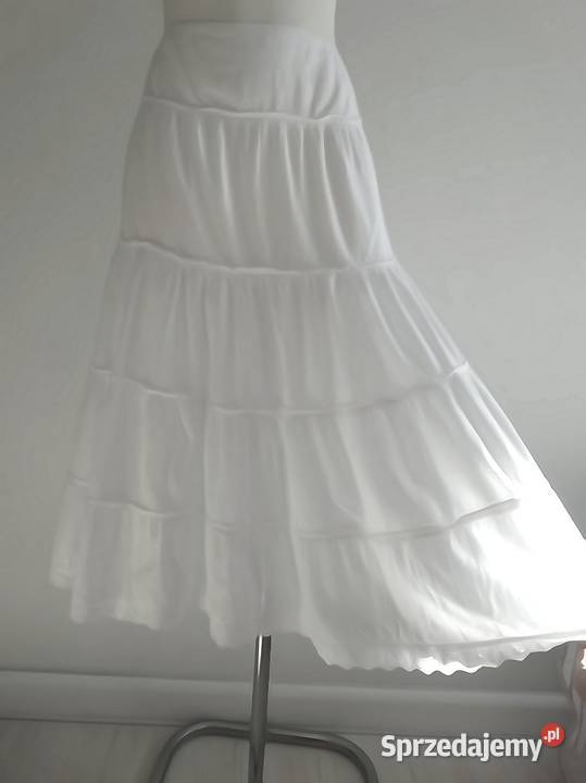 Spódnica Biała w stylu Boho Bawełniana Zdobiona Rozmiar 38(M) Łomża