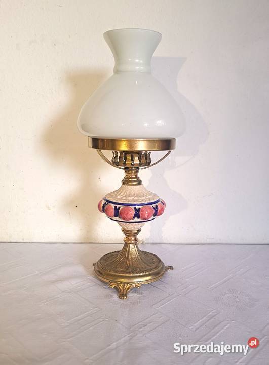 mała nocna porcelanowa lampka ze szklanym Warszawa