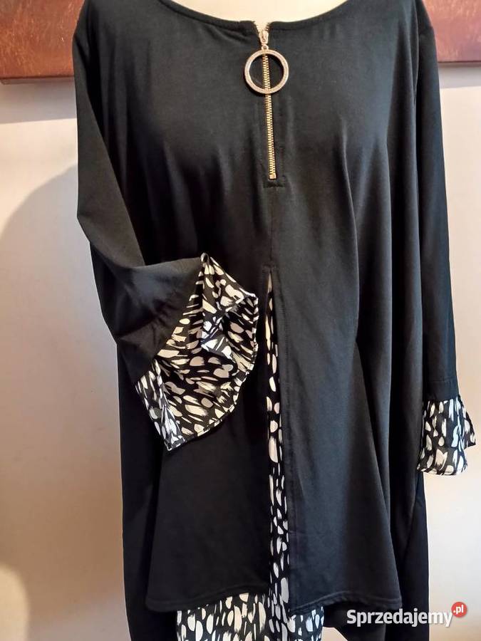 czarna elegancka tunik bluzka 54 34 3/4 Stalowa Wola