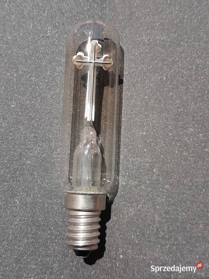 Stara ozdobna żarówka krzyż dewocjonalia zabytek Dąbrowa Górnicza