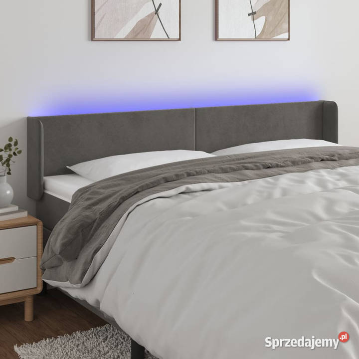 Zagłówek do łóżka z LED ciemnoszary 163x16x7888 Warszawa