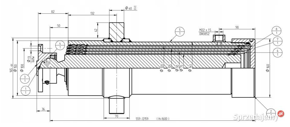 Siłownik Hydrauliczny skok 1600 12 T URSUS Pozostałe Solec Kujawski