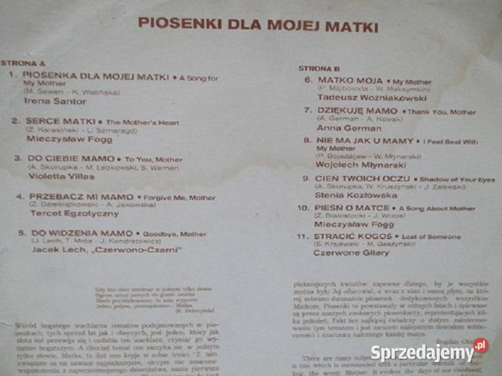 Piosenki mojej matki Villas Fogg Santor German płyta winylowa Łódź