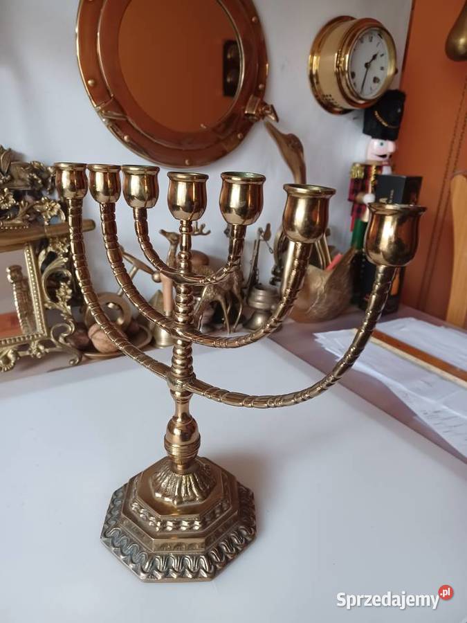 Świecznik mosiężny menora wielkopolskie Poznań