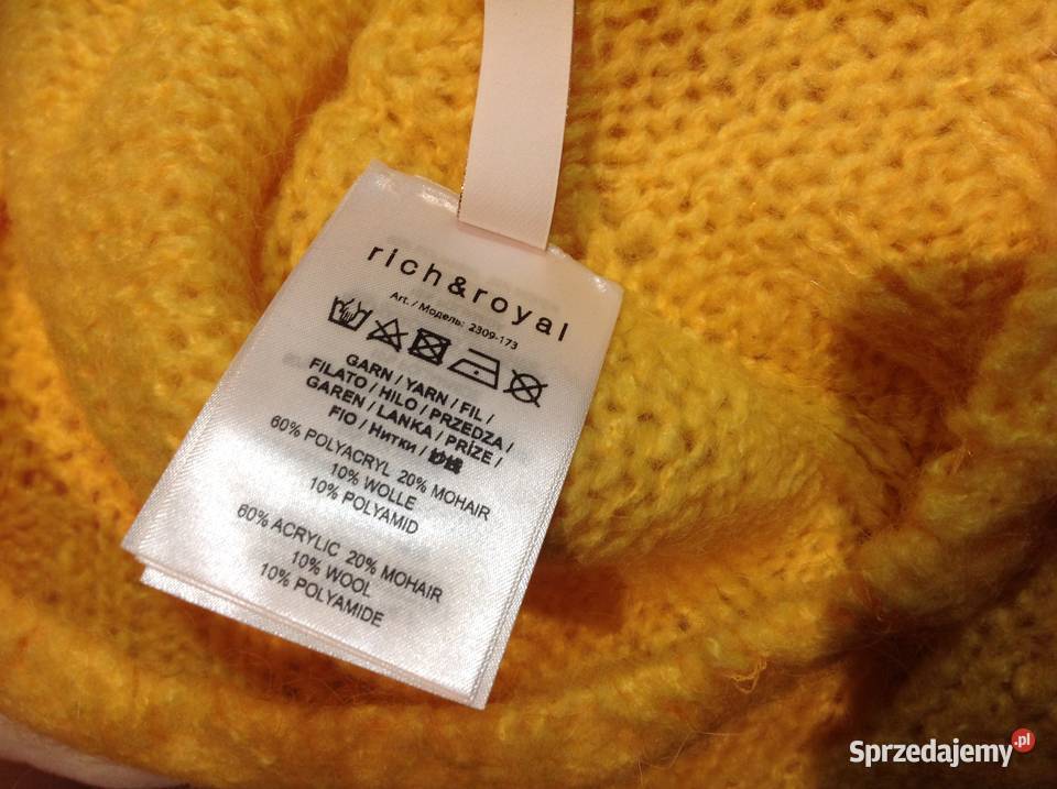 Sweter Żółty Moherowy Rich Royal S Wełna Moher Nowa Sól sprzedam