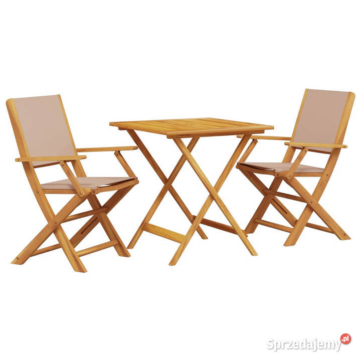 3cz zestaw mebli bistro tkanina taupe i drewno sprzedam