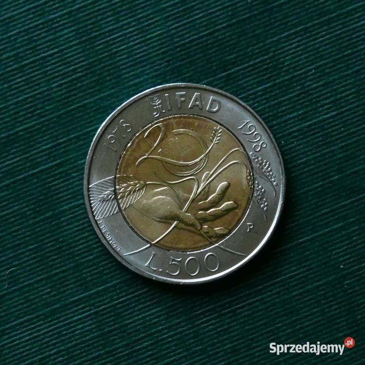 WŁOCHY 500 lirów 1998r 20 rocznica IFAD Kolekcje śląskie Gliwice