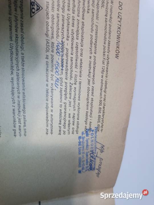 Instrukcja obsługi Polski Fiat 126 Pozostałe Kozłów Biskupi