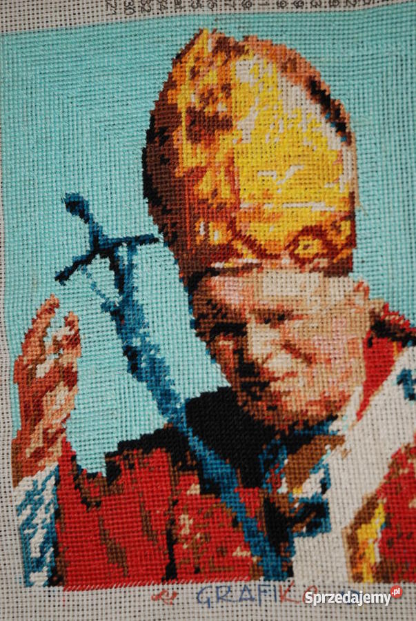Haft krzyżykowy Papież Jan Paweł II 24 x 295 Pol wielokolorowy mazowieckie Siedlce