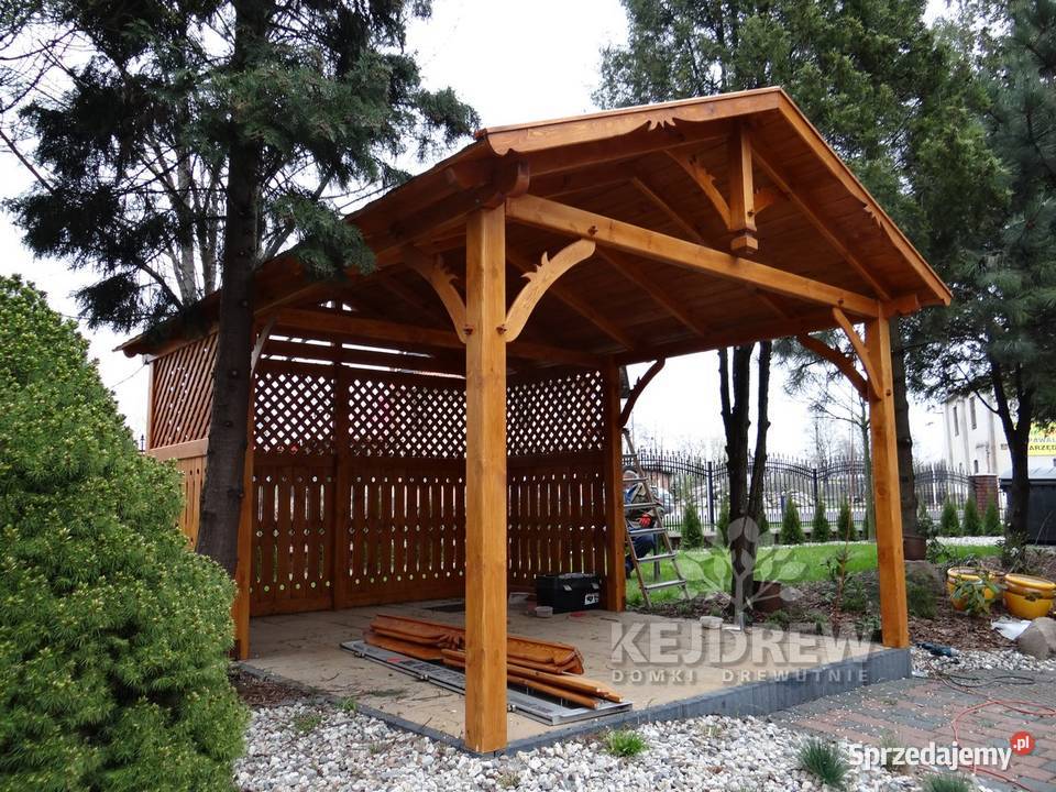 Aktana ozdobna wiata drewniana drewniany garaż Piła Pierwsza