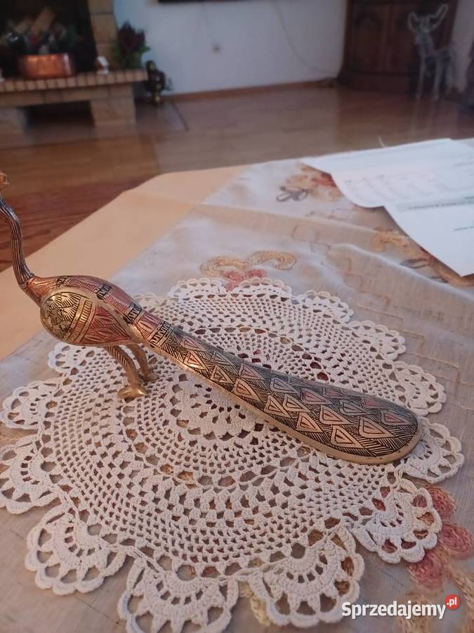 Piękna ekskluzywne mosiężna łyżka do butów Paw Pozostałe Poznań sprzedam