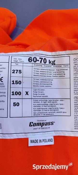 Kamizelka ratunkowa Compass 100N dorosłych 6070 małopolskie Jasień