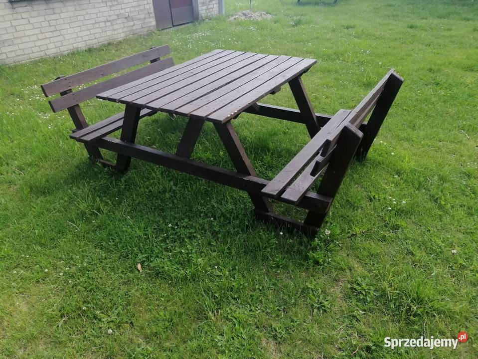 ławki ze stołem Zestaw Domino z oparciem