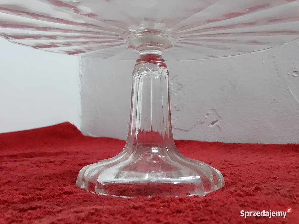 Szklana Patera na Ciasto Owoce Vintage Biłgoraj