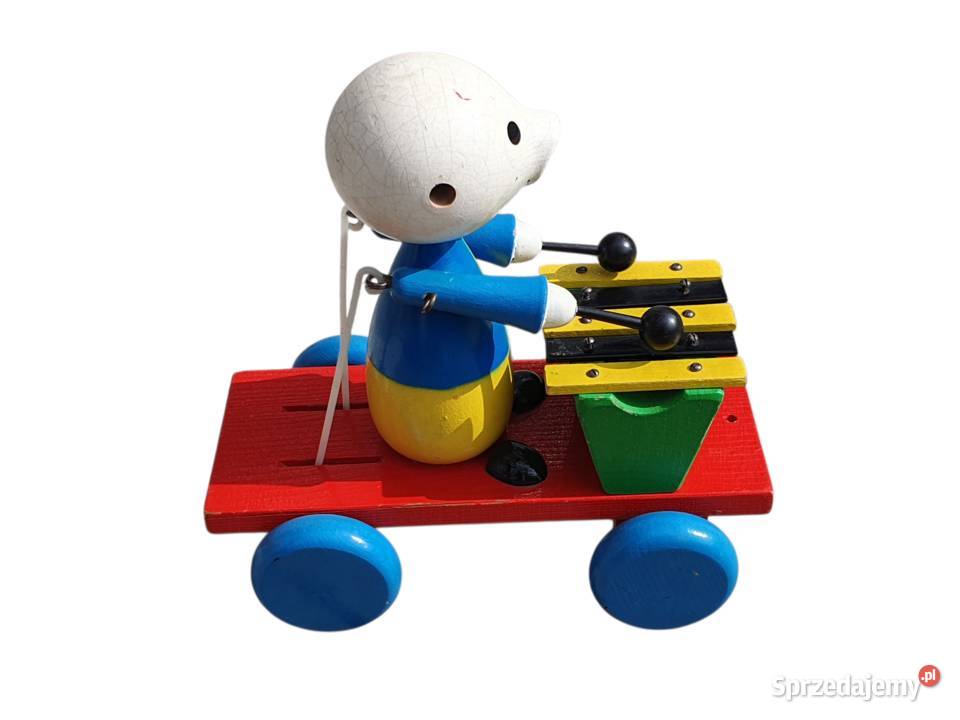 Stara zabawka drewniana zabawka na sznurku Cieszyn