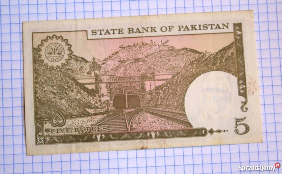 BANKNOT 5 RUPEES 5 RUPII PAKISTAN