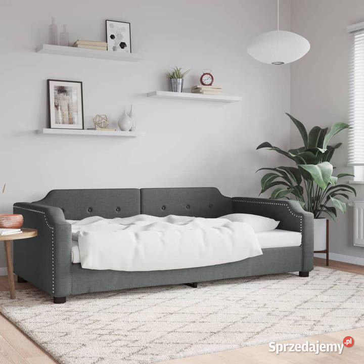 Sofa z funkcją spania ciemnoszara obita tkaniną 66cm Warszawa