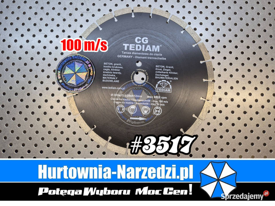 Tarcza diamentowa 300mm h12mm 100ms CG Tarcza do kujawsko-pomorskie Nowe