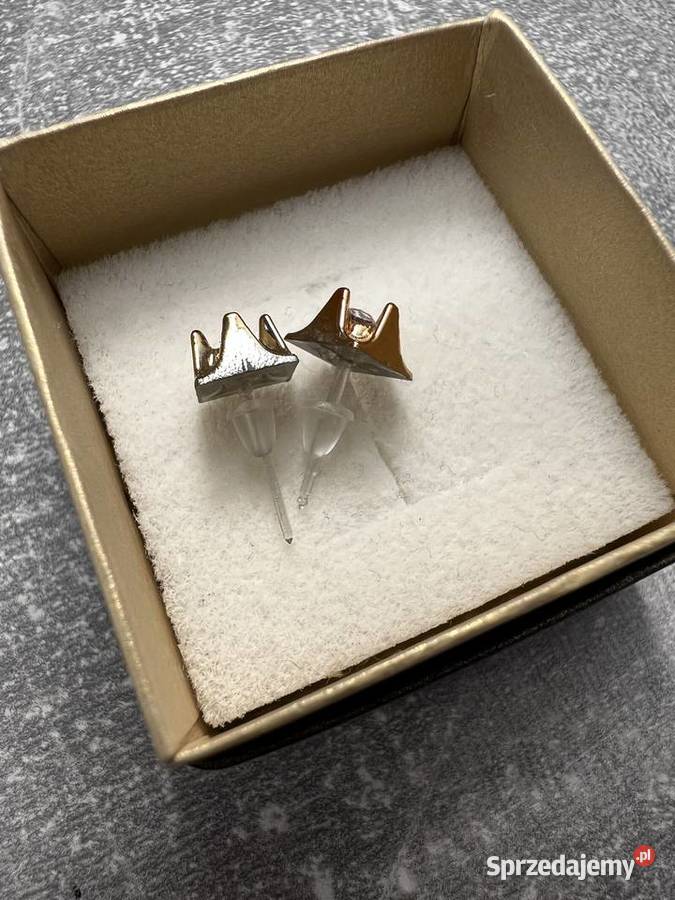 Kolczyki złote z diamentem kwadrat Jasło