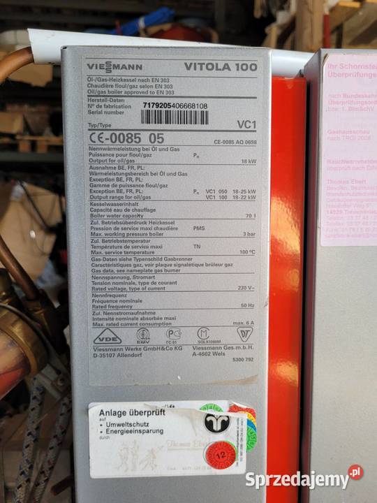 Kocioł olejowy gazowy Piec Vitola 100 Viessmann Mielec