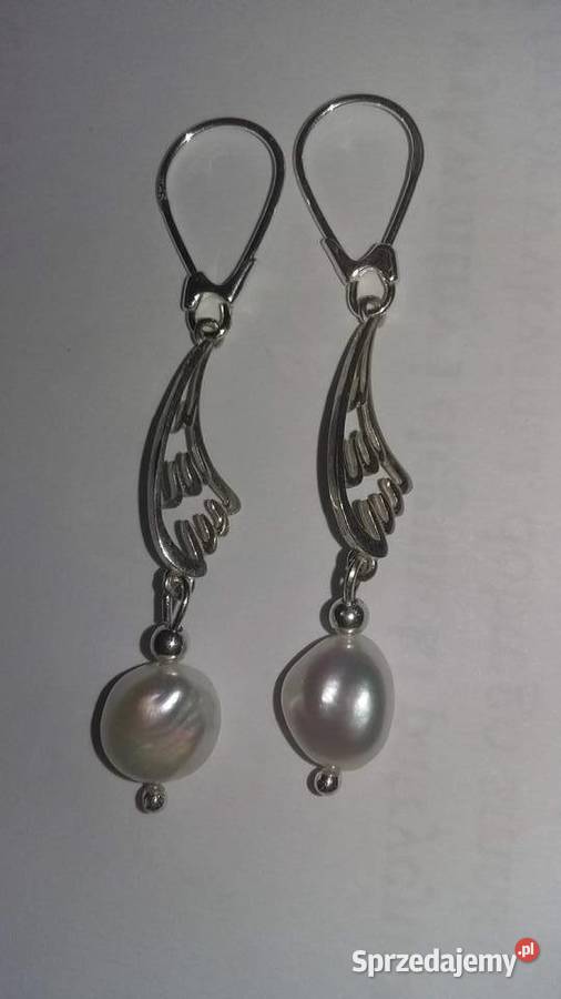 kolczyki wiszące perła rzeczna bigle angielskie sprzedam