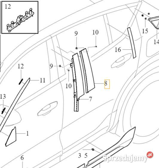 VOLVO C40 listwa ozdobna slupka B drzwi lewy tyl Gadgety motoryzacyjne