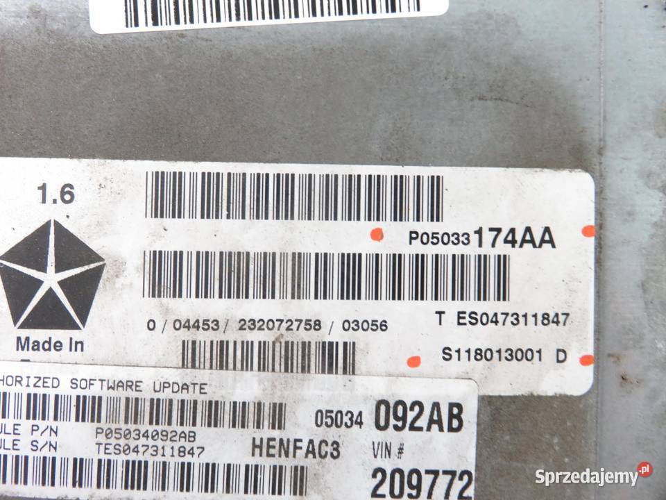 STEROWNIK CHRYSLER PT CRUISER 16 P05033174AA małopolskie